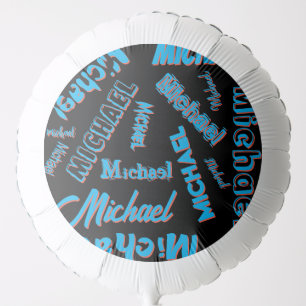 Your name pattern monogram blue red black colour balloon