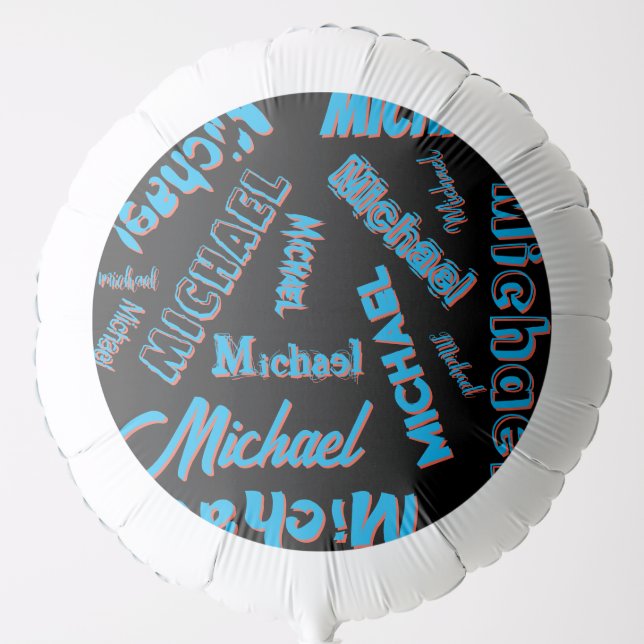 Your name pattern monogram blue red black colour balloon (Front)