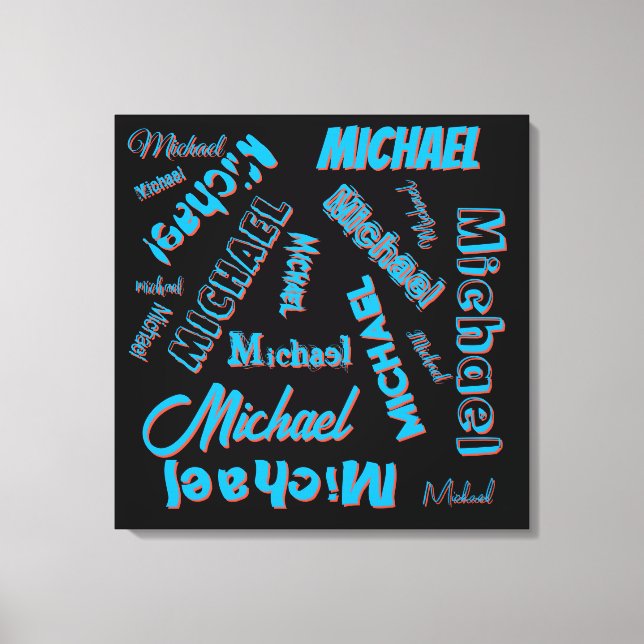 Your name pattern monogram blue red black colour canvas print (Front)