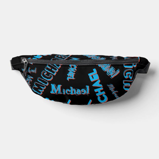 Your name pattern monogram blue red black colour fanny pack (Lay Down)