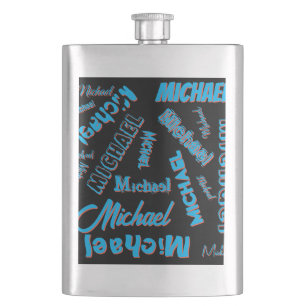 Your name pattern monogram blue red black colour flask