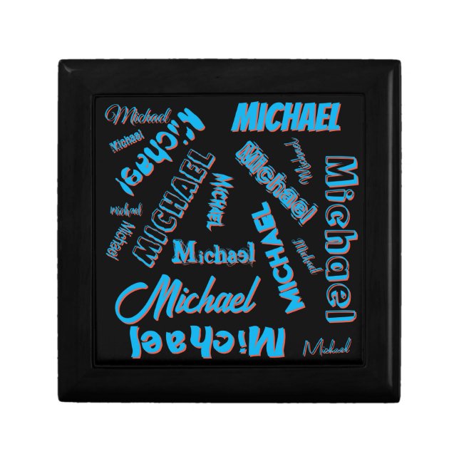 Your name pattern monogram blue red black colour gift box (Front)