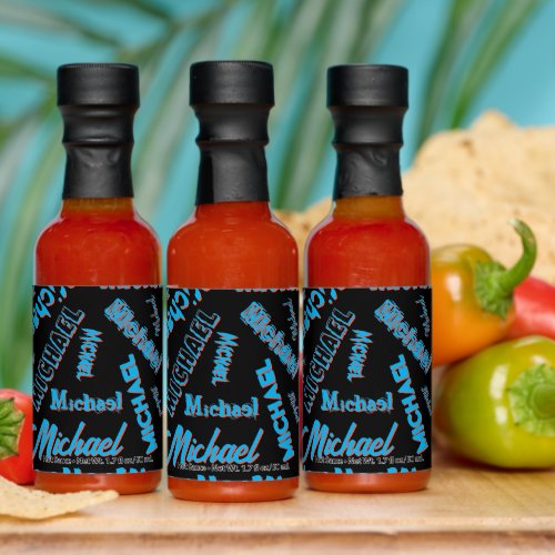 Your name pattern monogram blue red black colour hot sauces