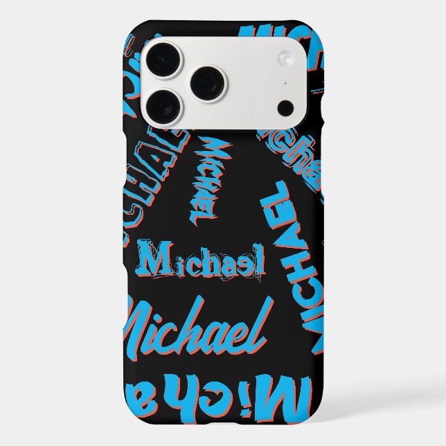 Your name pattern monogram blue red black colour iPhone case (Back)