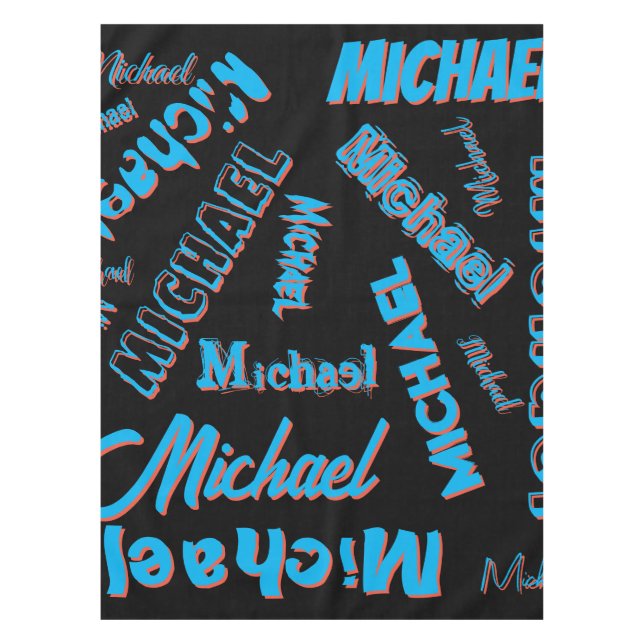 Your name pattern monogram blue red black colour tablecloth (Front)