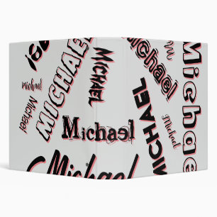 Your name pattern monogram rose color shadow 3 ring binder