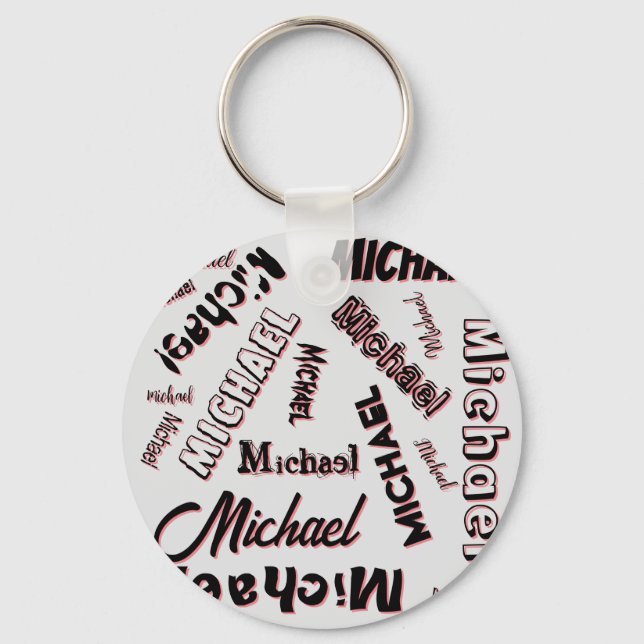 Your name pattern monogram rose color shadow keychain (Front)