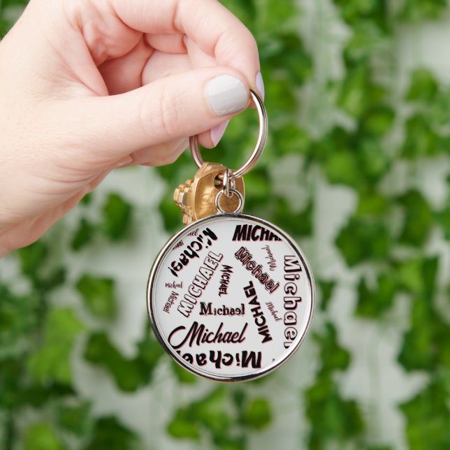 Your name pattern monogram rose color shadow keychain (Hand)