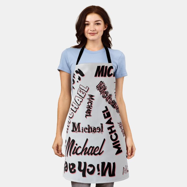Your name pattern monogram rose colour shadow apron (Worn)