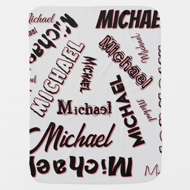 Your name pattern monogram rose colour shadow baby blanket (Front)