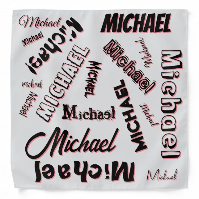Your name pattern monogram rose colour shadow bandana (Front)