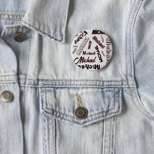 Your name pattern monogram rose colour shadow button (In Situ)