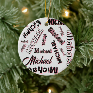 Your name pattern monogram rose colour shadow ceramic ornament