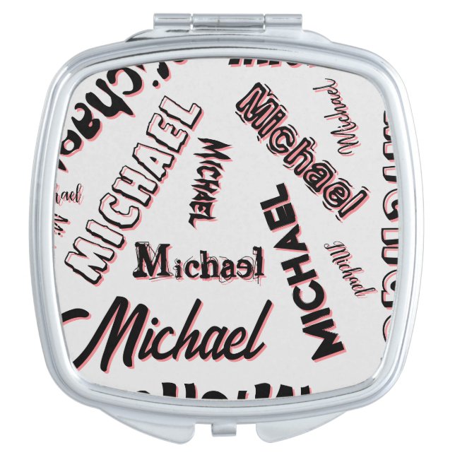 Your name pattern monogram rose colour shadow compact mirror (Front)