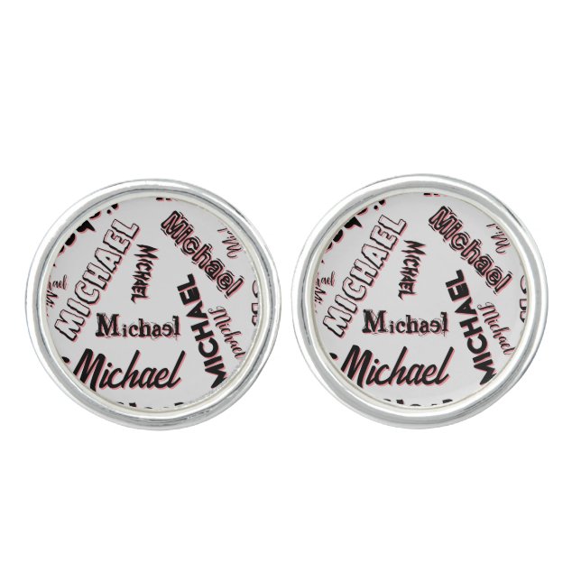 Your name pattern monogram rose colour shadow cufflinks (Front)