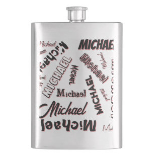 Your name pattern monogram rose colour shadow flask
