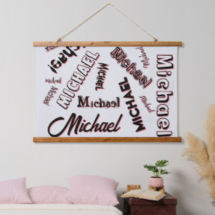 Your name pattern monogram rose colour shadow hanging tapestry
