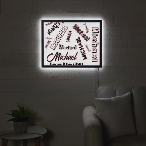 Your name pattern monogram rose colour shadow LED sign