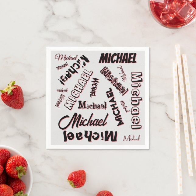 Your name pattern monogram rose colour shadow napkins (Insitu)