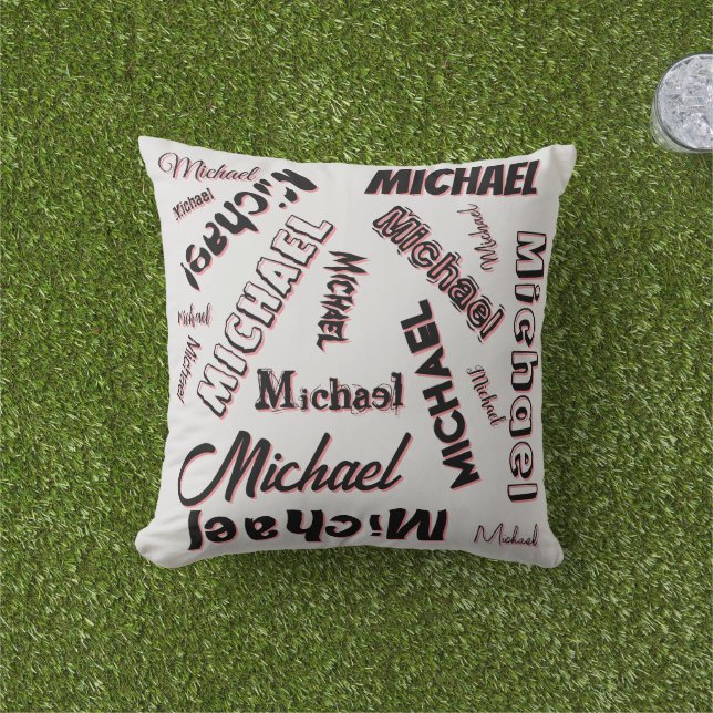 Your name pattern monogram rose colour shadow outdoor pillow (Grass)