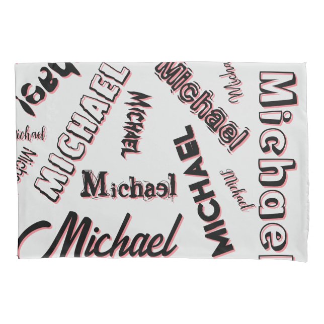 Your name pattern monogram rose colour shadow pillow case (Front)