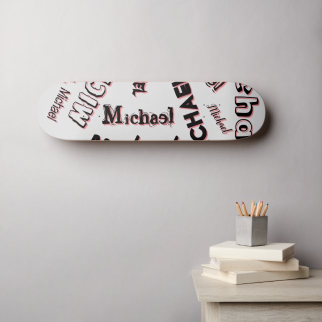 Your name pattern monogram rose colour shadow skateboard (Wall Art (Horz))