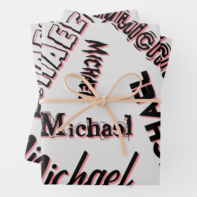 Your name pattern monogram rose colour shadow wrapping paper sheets (In situ)