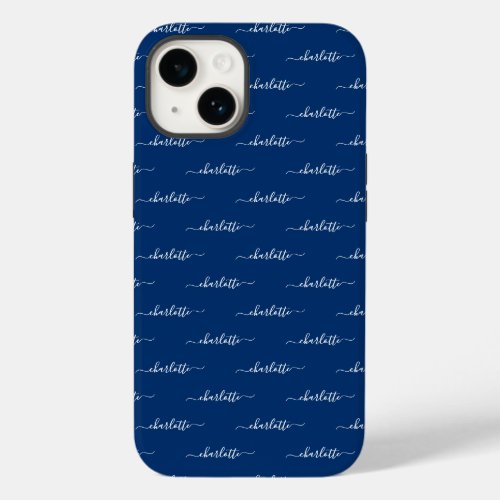 Your Name Pattern Navy Blue Case_Mate iPhone 14 Case