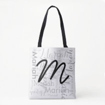 your name pattern with initial, stylish tote bag your name pattern with initial, stylish tote bag