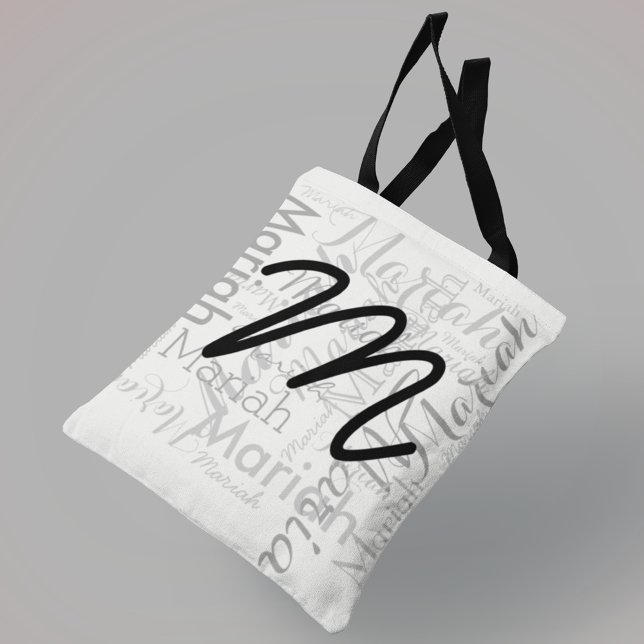 Your name pattern with initial, stylish tote bag (Creator Uploaded)