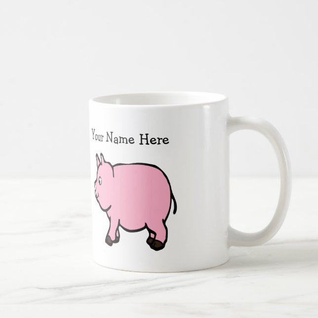 Your Name Pernsonlize Pink Mini Pig Classic Mug (Right)