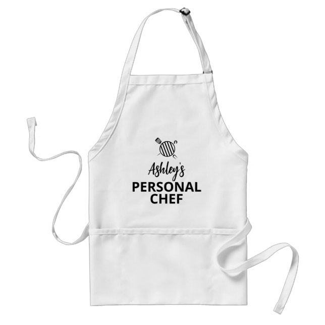 Your NAME Personal Chef, Grill Apron, Personalized Adult Apron (Front)