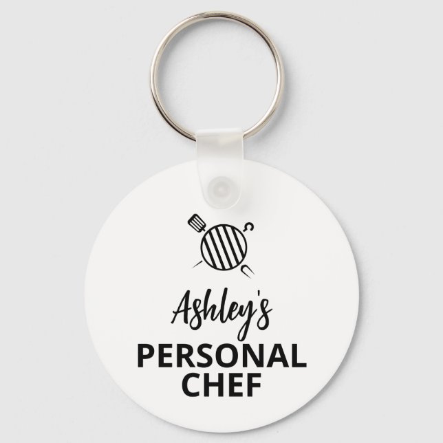 Your NAME Personal Chef, Grill key c, Personalized Keychain (Front)