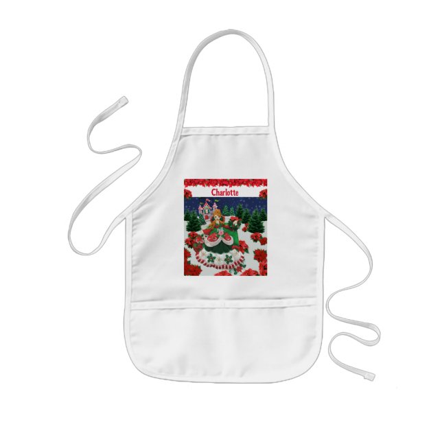 Your Name Personalize Christmas Holiday Princess Kids' Apron (Front)