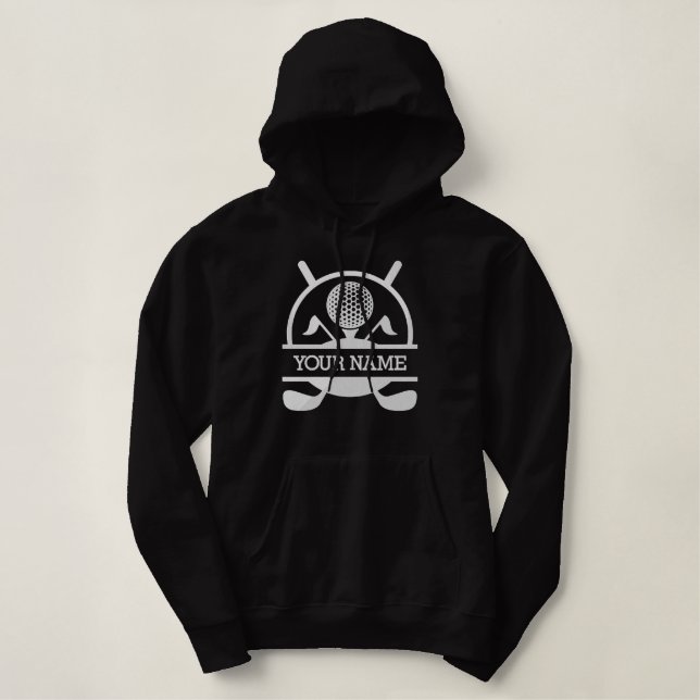 Your Name Personalized Golf Embroidered Gift Hoodie (Design Front)