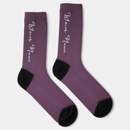 YOUR NAME Personalized Purple Crew Socks