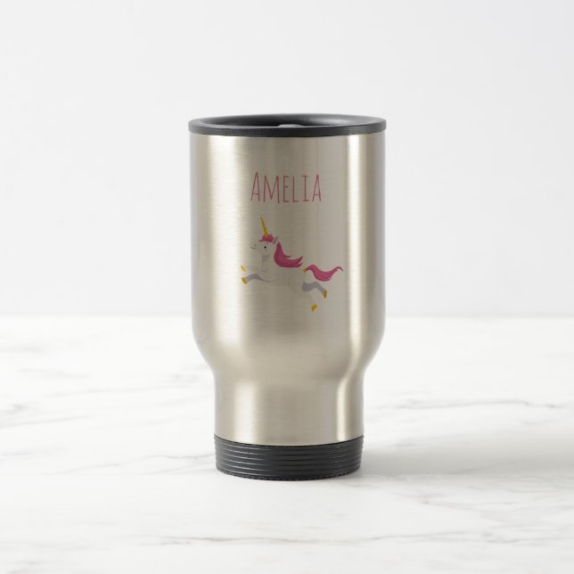 Your Name Personalized Unicorn Travel Mug (Center)