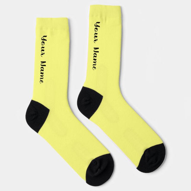 YOUR NAME Personalized Yellow Crew Socks (Right)