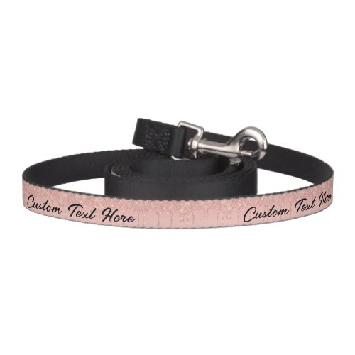 Your Name Pet Leash Rose Gold Blush Glitter Drips