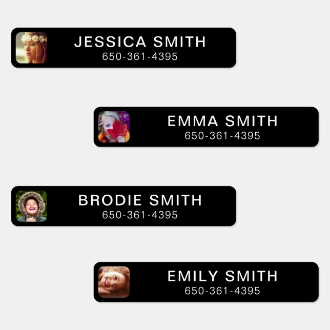 Your Name, Photo & Phone Sticker Labels Template (Group)