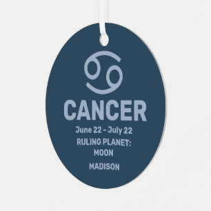YOUR Name & Photo Zodiac Sign Cancer Metal Ornament