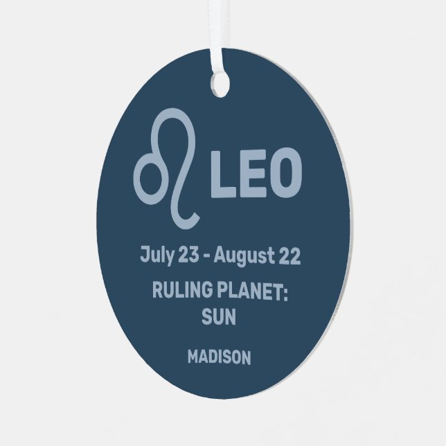 YOUR Name & Photo Zodiac Sign Leo Metal Ornament (Front Left)