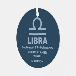 YOUR Name & Photo Zodiac Sign Libra Metal Ornament