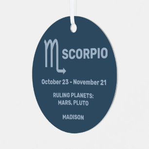 YOUR Name & Photo Zodiac Sign Scorpio Metal Ornament