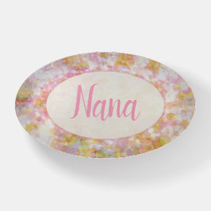 Your Name Pink and Yellow Floral Abstract Paperweight