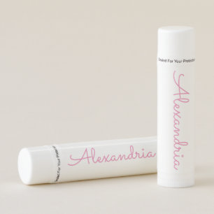Your Name Pink Handwritten Script Lip Balm