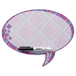 Your Name Pink Purple Diamond Pattern Asymmetrical Dry Erase Board