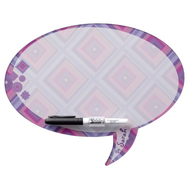 Your Name Pink Purple Diamond Pattern Asymmetrical Dry Erase Board (Front)