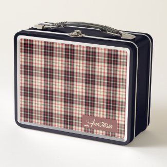 Your name plaid metal lunch box