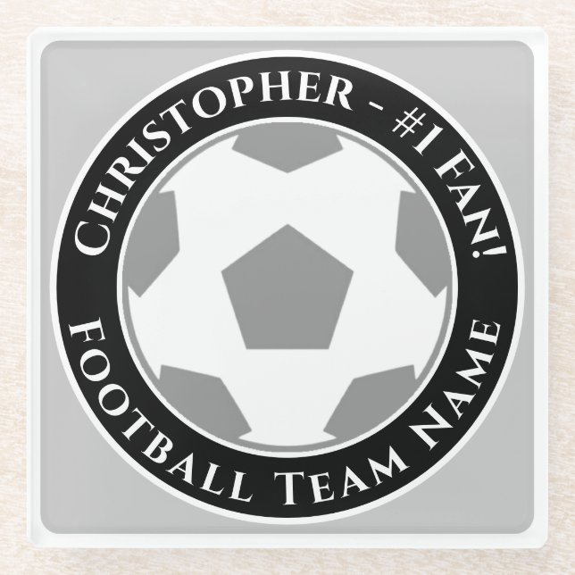 Your Name plus Football Team Name Glass Coaster (Front)